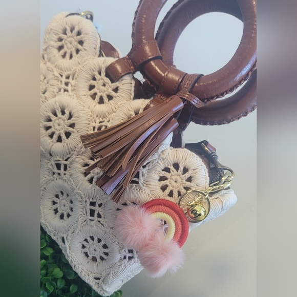 Colorful Rainbow Keychain with Pink Fur - Picture 5 of 5